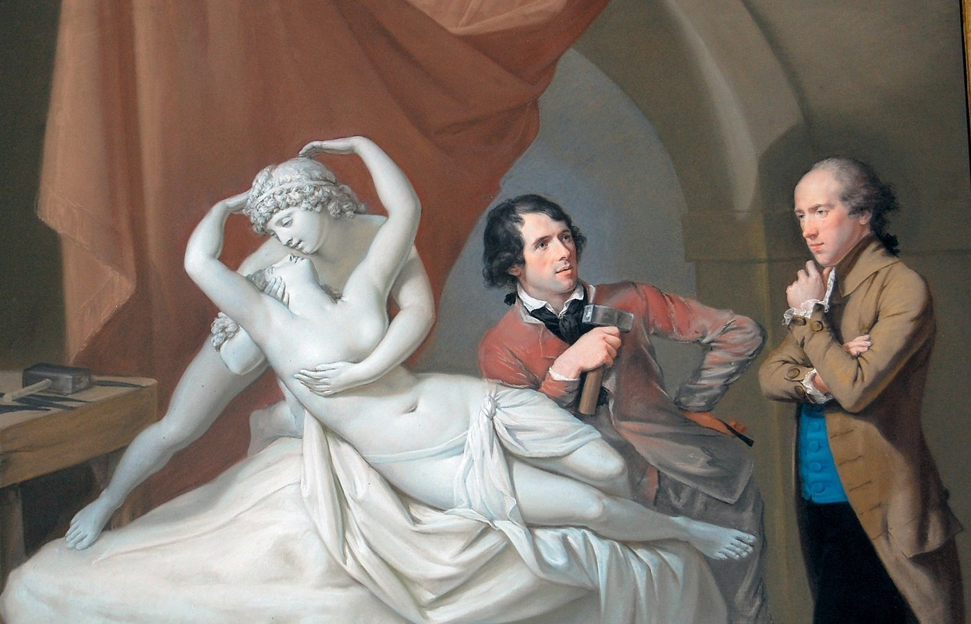  Hugh Douglas Hamilton (c1740 1808)   Antonio Canova (1757 1822) in his studio with Henry Tresham (c1751 1814) and a plaster model for Cupid and Psyche (1797), V&A 2008  