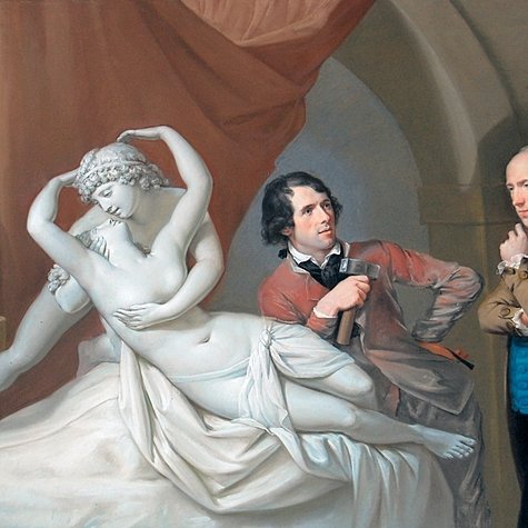  Hugh Douglas Hamilton (c1740 1808)   Antonio Canova (1757 1822) in his studio with Henry Tresham (c1751 1814) and a plaster model for Cupid and Psyche (1797), V&A 2008  